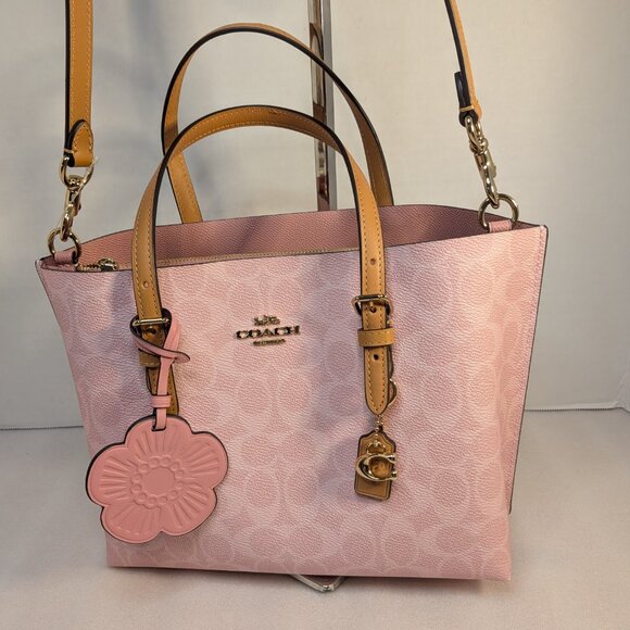 NWT Coach Mollie Tote Bag 25 In Signature Canvas With Charms (CER24) - Picture 5 of 12